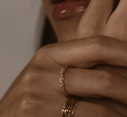 Ellis Mhairi Cameron Grey & Yellow Diamond Half Eternity Scatter Ring