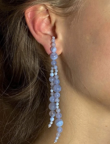 Mussels and Muscles Double Strand Chalcedony Glynizia Earrings