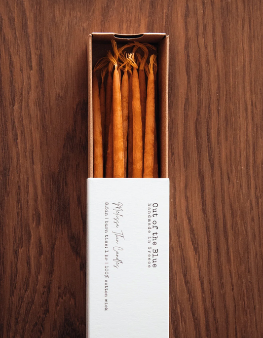 Out of the Blue Beeswax Thin Taper box of 15