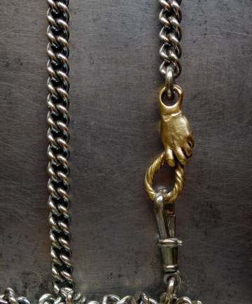 Fraser Hamilton Sterling and Gold Hand Link Chain Bracelet