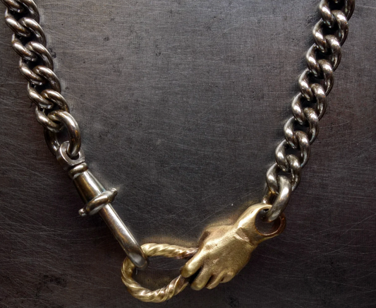 Fraser Hamilton Sterling and Gold Hand Link Chain Bracelet
