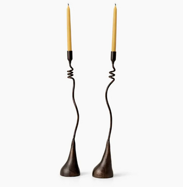 Sekoya Cats and Jasmine Candle Holder 𝐃𝐞𝐭𝐚𝐢𝐥𝐬 • Material: Iron / Wrought Iron • Base: Sand-cast iron • Style: Contemporary • Sold: Individually  𝐃𝐢𝐦𝐞𝐧𝐬𝐢𝐨𝐧𝐬 • Base: 2 1/4” • Height: 19”