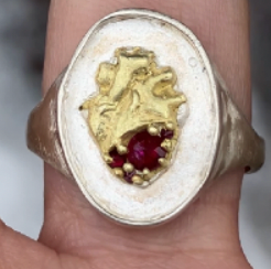 Atelier Narce Silver and Gold Ruby Heart Ring