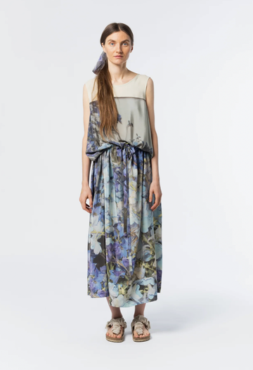Anntian Floral Silk Sleeveless  Dress