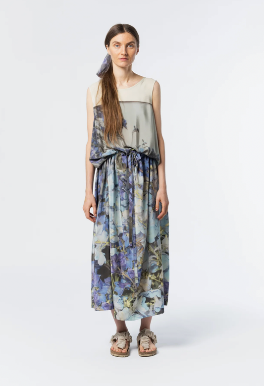 Anntian Floral Silk Sleeveless  Dress