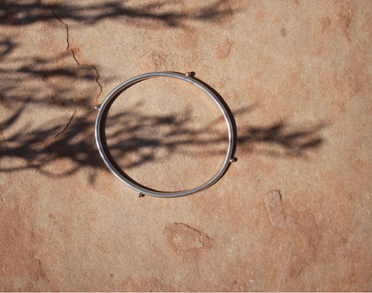 Cindre Sterling and 14K Yellow Gold 4 Glob Bangle