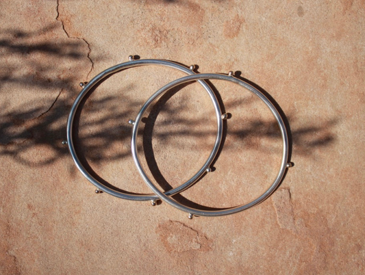Cindre Sterling and 14K Yellow Gold 4 Glob Bangle
