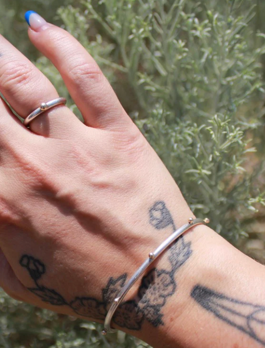 Cindre Sterling and 14k Yellow Gold Single Glob Ring