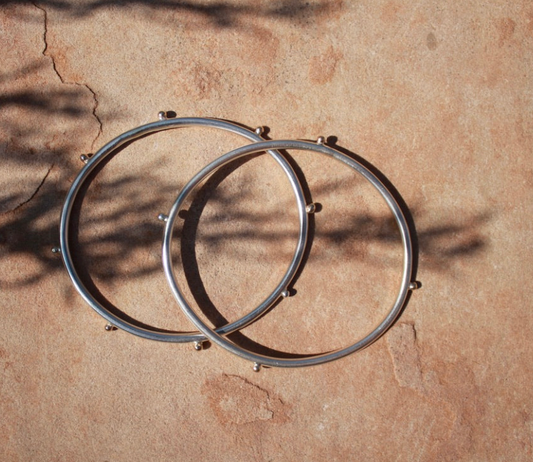 Cindre Sterling Silver & 14k Yellow Gold 8 Glob Bangle