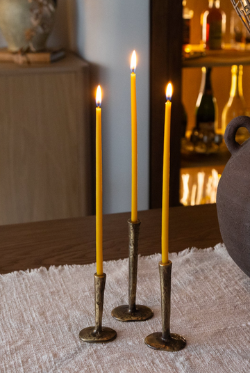 Out of the Blue Mini Brass Candlestick Trio