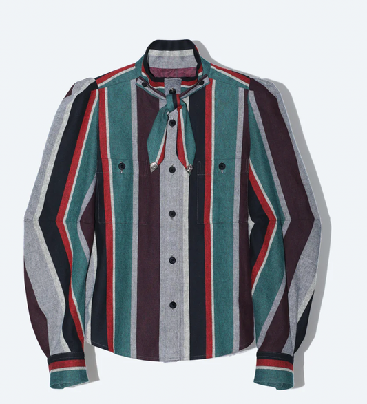 Toga Japan Flannel Striped Shirt Green