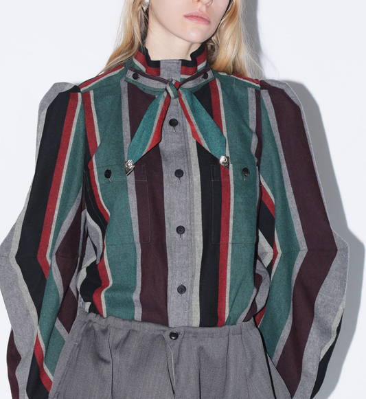 Toga Japan Flannel Striped Shirt Green