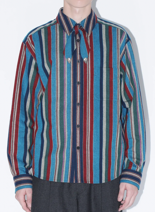 Toga Japan Flannel Striped Shirt Blue