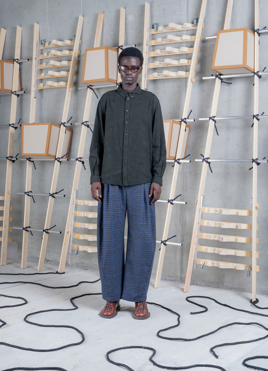 Henrik Vibskov One Pant in Blue Wool Check