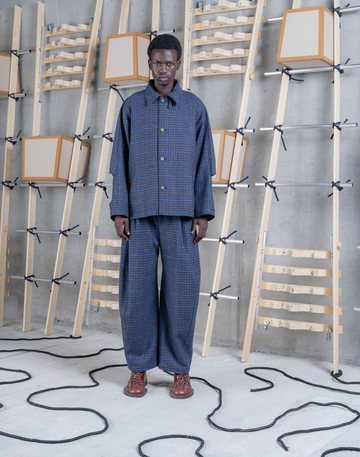 Henrik Vibskov Uncut Jacket Blue Wool Check
