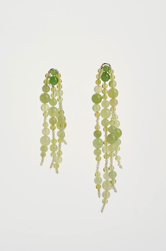Mussels and Muscles Light Green Jade Glyzinia Earring Pair