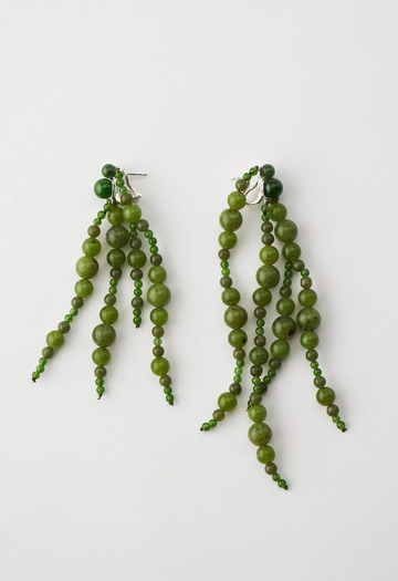 Mussels and Muscles Dark Green Jade Glyzinia Earring Pair