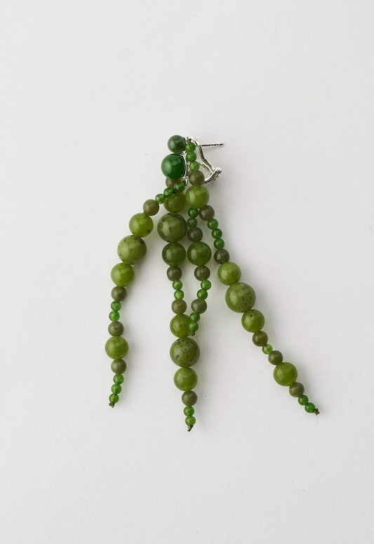 Mussels and Muscles Dark Green Jade Glyzinia Earring Pair