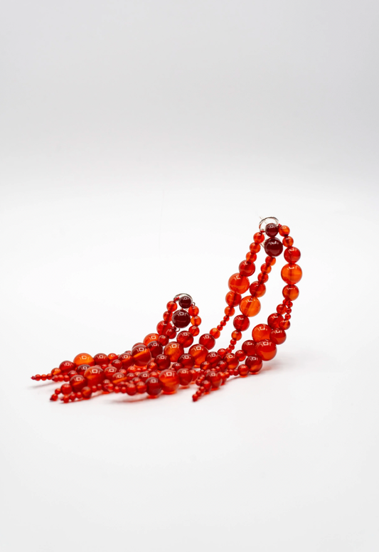 Mussels and Muscles Carneol Blood Orange Glyzinia Earring Pair Long