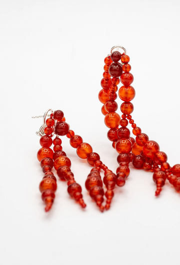 Mussels and Muscles Carneol Blood Orange Glyzinia Earring Pair Long
