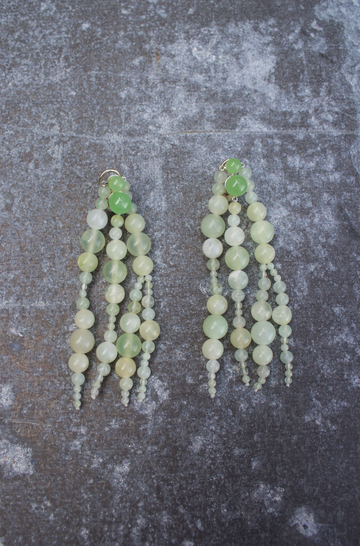 Mussels and Muscles Light Green Jade Glyzinia Earring Pair