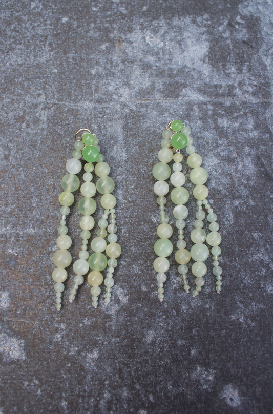 Mussels and Muscles Light Green Jade Glyzinia Earring Pair