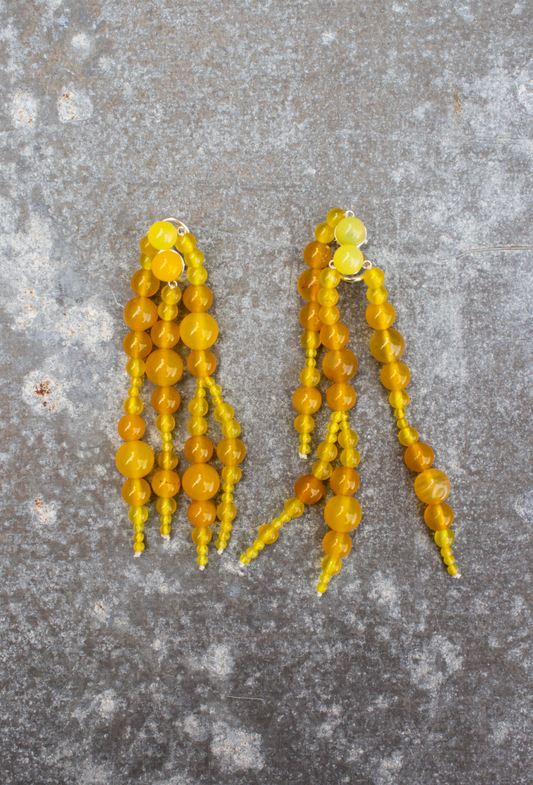 Mussels and Muscles Lemon Agate Glyzinia Earrings Short