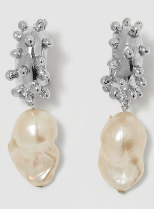 Faris Dotto Baroque Drop Earrings in Sterling