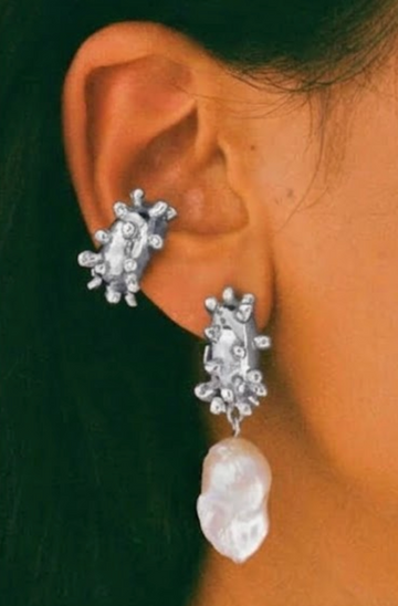 Faris Dotto Baroque Drop Earrings in Sterling