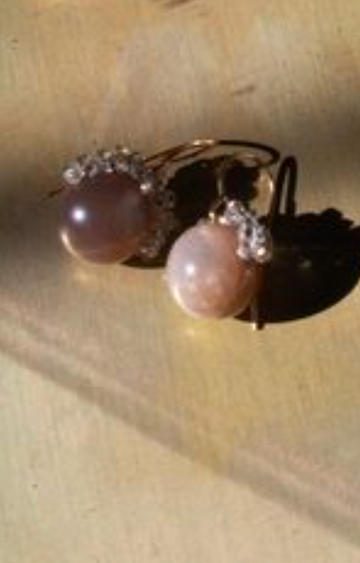Jacki Holland Sunstone in Moonstone Simple Earrings