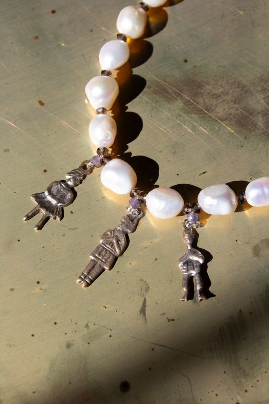 Jacki Holland Fresh Water Pearl, Smoky Quartz and Iolite Necklace