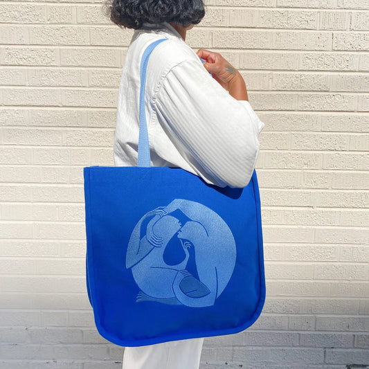 Animal Handmade Canvas Tote Wave Reflector Blue