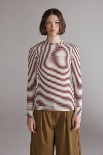 Amente Wool Blend Stripe Knit Top