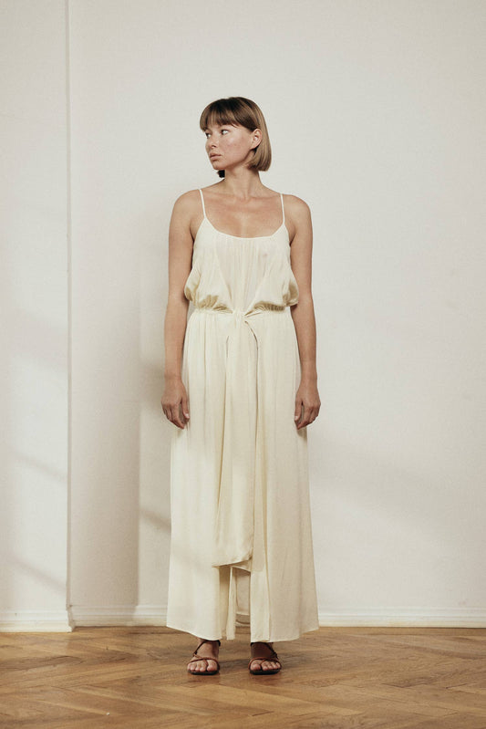Amente Front tie slip maxi dress