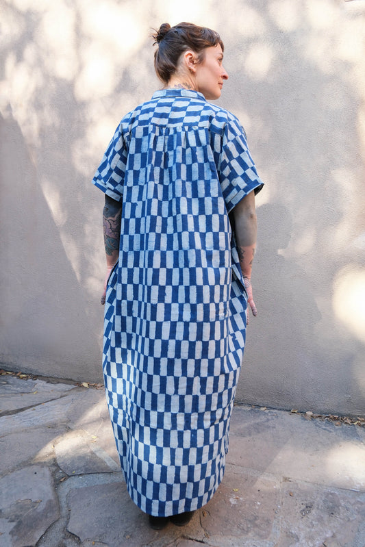 Happy French Gang Elise Big Rectangle Dress (Indigo)