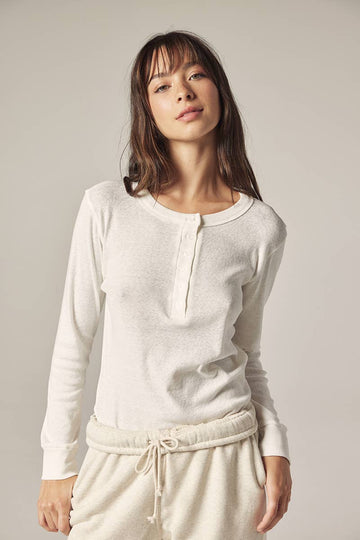 Amente Long sleeve cotton henry top