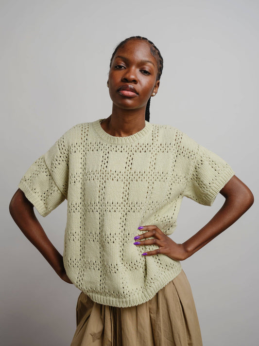 The Endry Florence Grid Tee - Fresco