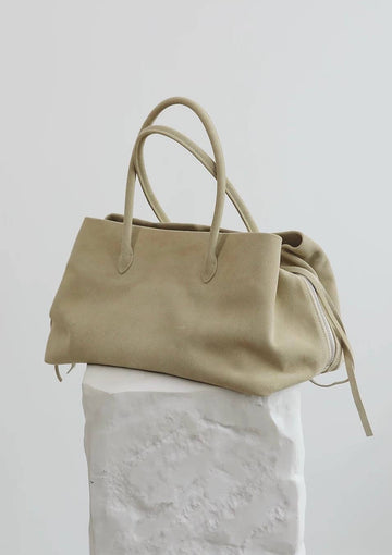 Leather Big Size Boston Handle Tote Bag