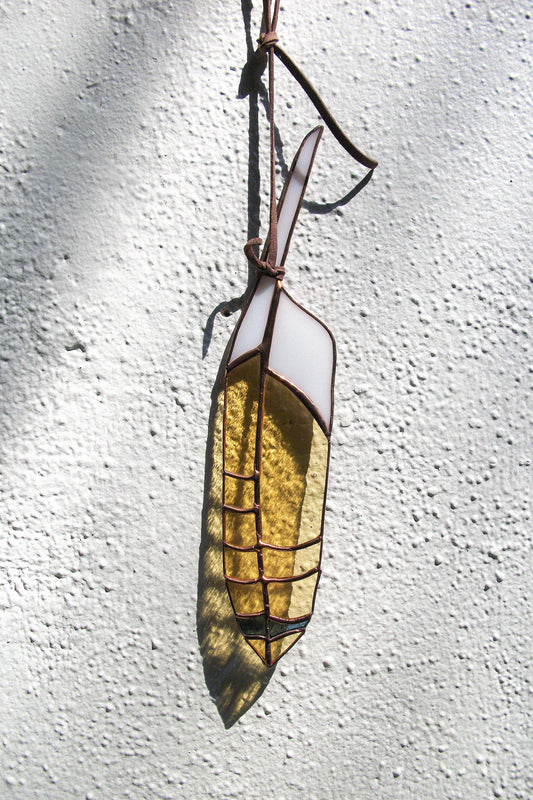 Colin Adrian Glass Red Tail Hawk Feather