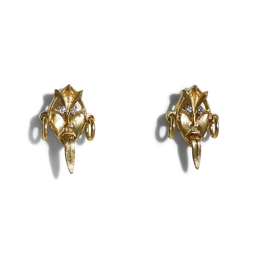 DMD Metal Fera Single Stud Earring 14k Gold with White Diamond