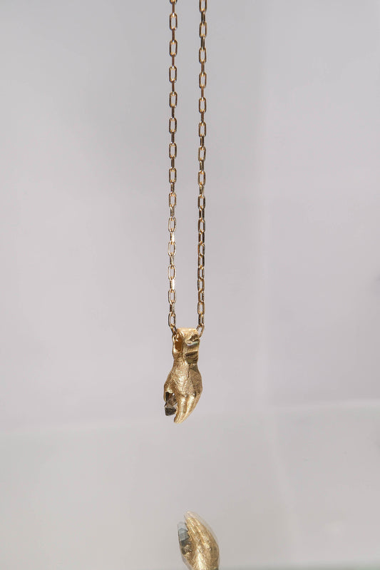 Fraser Hamilton Gold Hand Pendant with Sea-foam Emerald Cut Sapphire