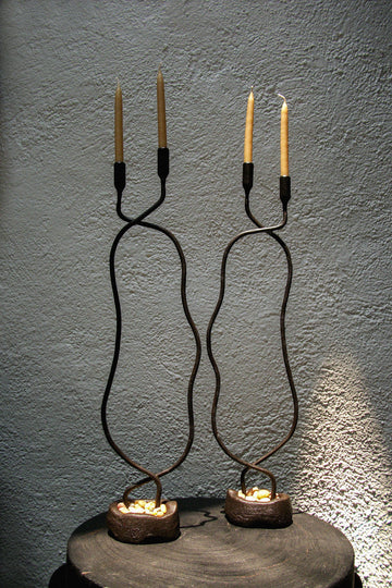 Sekoya Soulmates Double Candleholder with Beeswax Taper