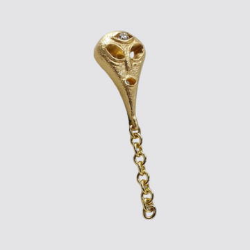 DMD Metal Visitor Single Stud Earring 14k Gold with White Diamond