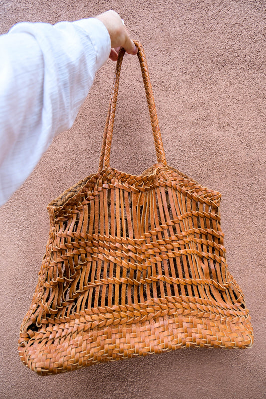 Happy French Gang Luni Tan Woven leather Bag